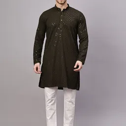 Yugnik Men Embroidered Regular Kurta with Pyjamas-image-68