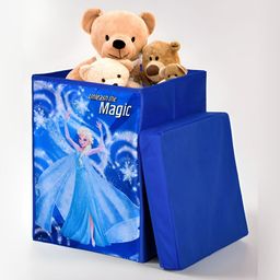 YK Navy Blue & Green Frozen Printed Storage Box With Lid & Handle 60L-image-1