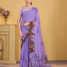 Garden Vareli Abstract Printed Pure Georgette Saree with Blouse Piece-picture-10
