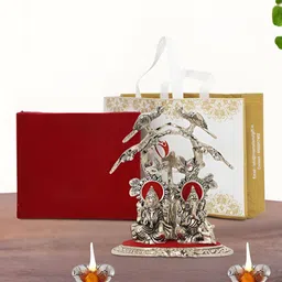 INTERNATIONAL GIFT Silver-Toned 5 Pcs Laxmi Ganesh Showpiece With Diya Religious Gift Set-32