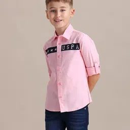 U.S. Polo Assn. Kids Boys Brand Logo Printed Pure Cotton Casual Shirt-picture-13