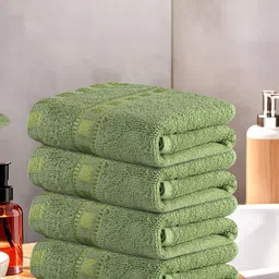 Kuber Industries Green 4 Pieces Self Design Cotton Highly Absorbent 225 GSM Face Towels-54