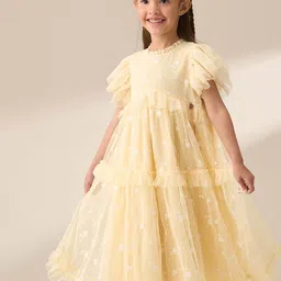 Angel & Rocket Floral Embroidered Flutter Sleeve A-Line Dress-image-7