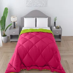 CHICERY Pink & Green Geometric Heavy Winter Double Bed Comforter-image-73