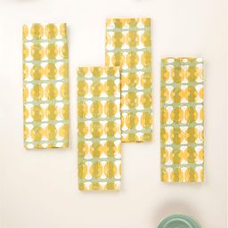 FREEDOM TREE 4-Pcs Yellow & White Printed Pure Cotton Dinner Table Napkins-image-79