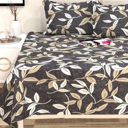 San Marino Grey & White Floral Printed Cotton 350 TC Queen Bedsheet Set-2.28 m x 2.54 m-image-31