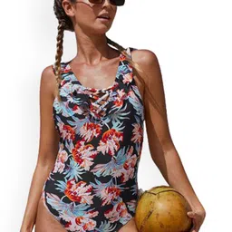 Plus Curvves Floral Printed Ruffle Shoulder Straps Bodysuit-64