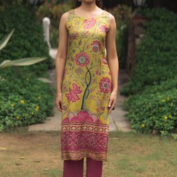 anayna Floral Printed Round Neck Straight Kurta With Trousers-50