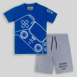 UNICORNS Kids Game Mode On Printed Pure Cotton T-shirt with Shorts Night Suit-7