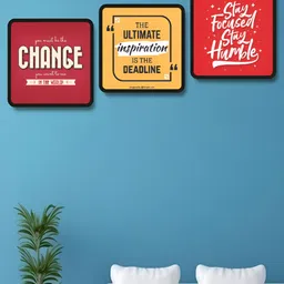 Aura Red & Yellow 3 Pieces Motivational Quotes Wooden Wall Art-image-38