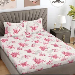 Myntra Elegant Homes Pink Floral Printed Pure Cotton 300TC King Bedsheet Set 2.5 x 2.25 m-image-26