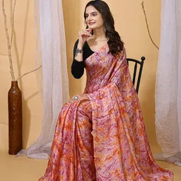 V3 FASHION STUDIO Abstract Printed Satin Banarasi Saree-picture-17