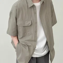 KPOP Short Sleeves Spread Collar Casual Shirt-image-7