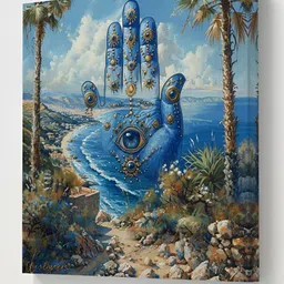 Livin'luxe Blue & White Beach Printed Canvas Wall Painting-37