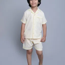 Little Clothings Kids Pure Cotton Striped Shirt Collar Night Suit-picture-7