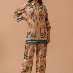 GIRIWARIYA Printed Polo Collar Neck Tunic With Trousers Co-Ords-image-93