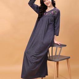 CHUI MUI Women Embroidered Maternity Maxi Nightdress-image-53