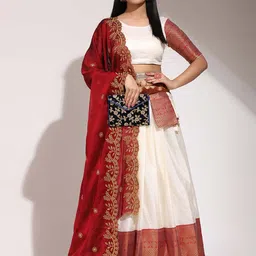 DIVASTRI Semi-Stitched Lehenga & Unstitched Blouse With Dupatta-picture-5
