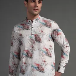 SUI DHAGA Men India Slim Fit Band Collar Abstract Printed Cotton Casual Shirt-image-40