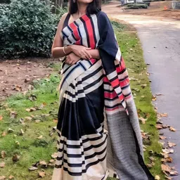 ARPITA FASHION Striped Printed Pure Cotton Saree-45