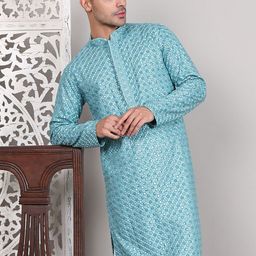 Jompers Men Geometric Embroidered Sequinned Kurta-picture-18