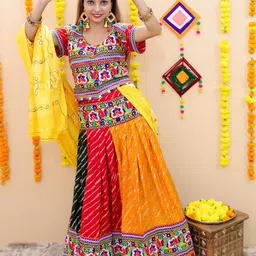 BownBee Girls Embroidered Ready to Wear Lehenga & Blouse With Dupatta-picture-21