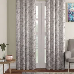 ROMEE Beige & Brown Set of 2 Room Darkening Door Curtain-image-11