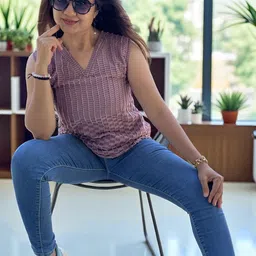 Bhanderi Fashion Women Checked Georgette Top-picture-8