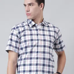 ACCOX Comfort Checked Short Sleeves Cotton Formal Shirt-image-74