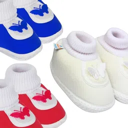 NESKA MODA 6 To 12 Month 3 Pair Set Newborn Unisex Baby Skin Friendly Soft Cotton Butterfly Booties-picture-55