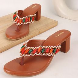Anouk Colourblocked PU Block Sandals-17