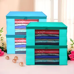 Aura Green & Blue 4 Pieces Foldable Multi-Utility Organisers-3