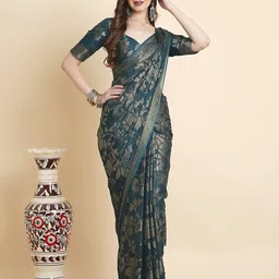 RATAN Floral Zari Poly Georgette Saree-image-55