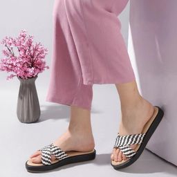 Kneetoes Women Bold Black Striped Platform Sandals-image-15