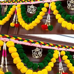 SATVIK CREATIONS Green & Yellow Pom Pom Thoran Festive Decor-picture-19