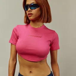 SIX5SIX BABY TEE VALENTINO Women Cotton Printed Crop T-shirt-picture-12