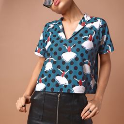 MILOST Women Polka Dot Printed Boxy Top-image-73