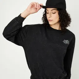 max Women Typography Printed Round Neck Cotton Pullover Sweatshirt-image-18