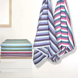 Myntra Elegant Homes White & Pink 5 Pieces Striped Lightweight Cotton 150 GSM Bath Towels-image-77