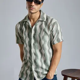 TATER GARMENTS Abstract Printed Spread Collar Straight Regular Fit Shirt-image-87