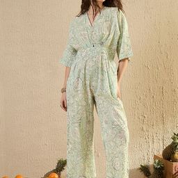 SANSKRUTIHOMES Green Floral Printed V-Neck Jump Suit For Women-picture-12