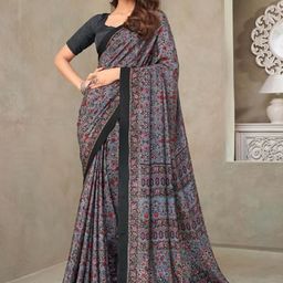 DURGA EMPORIO Floral Printed Pure Crepe Saree-picture-4