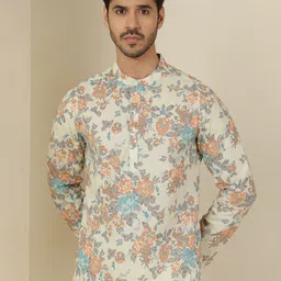Anouk Rustic Floral Printed Mandarin Collar Cotton Straight Kurta-image-93