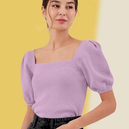 The Cloth Crow Women Lavender Square Neck Top-picture-10