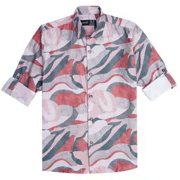 CAVIO Boys Comfort Abstract Printed Spread Collar Pure Cotton Casual Shirt-image-52