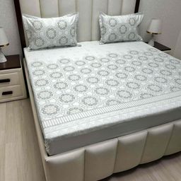 Pure Decor Royal Passion Blue Printed Cotton 400 TC Queen Bedsheet Set 2.28m x 2.54m-image-26