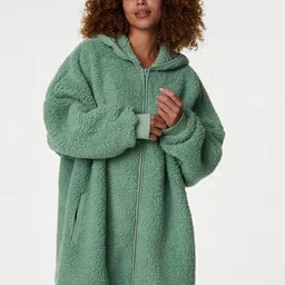Marks & Spencer Women Self Design Long Sleeves Hooded Sweatshirt-27