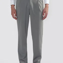 SHOWOFFFF Men Solid Custom Regular Fit Low-Rise Pleated Formal Trousers-image-58
