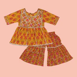Arshia Fashions Girls Floral Printed Empire Gotta Patti Kurti with Sharara-picture-35