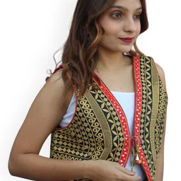 Prijam Women Embroidered Ethnic Cotton Jacket-image-31